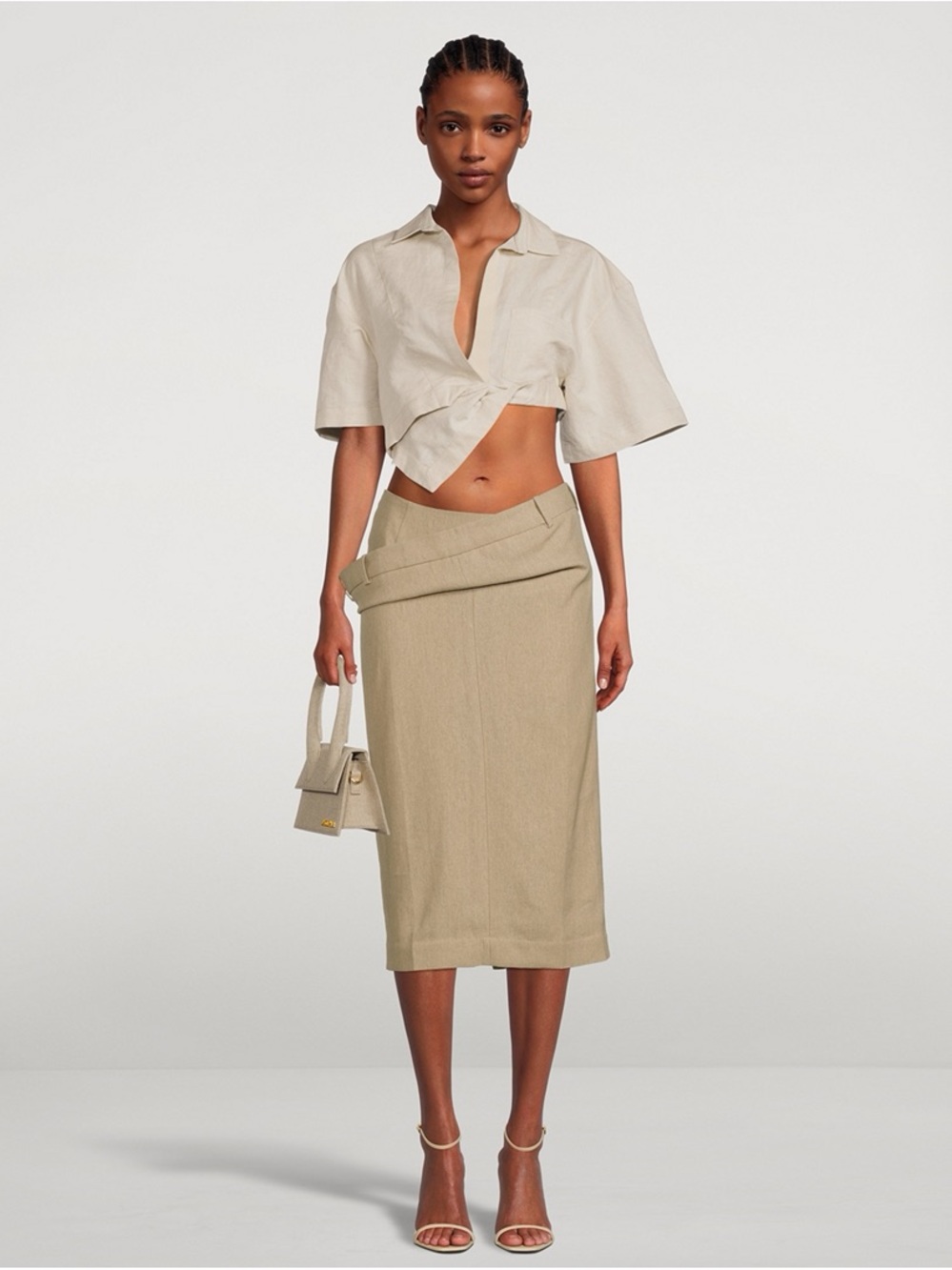 SOURCE UNKNOWN - ANOTHER AVENUE LINEN BLEND SET Cream Midi Skirt